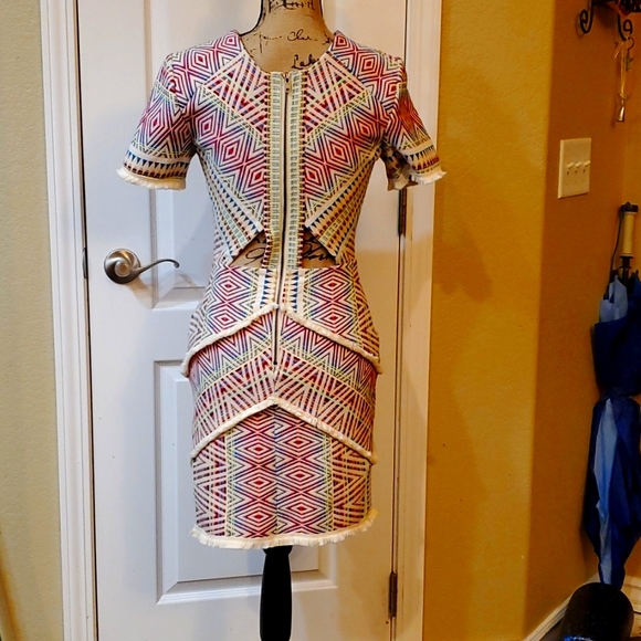 Adelyn Rae Woven Dress with Fringe Detail - Picture 3 of 5